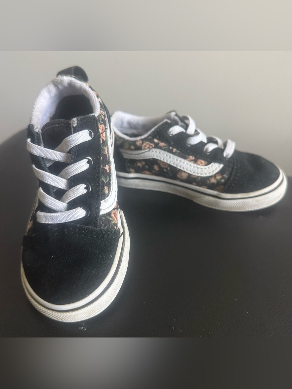 Vans Toddler Floral Black Low-Top Slip On Skate Sneakers